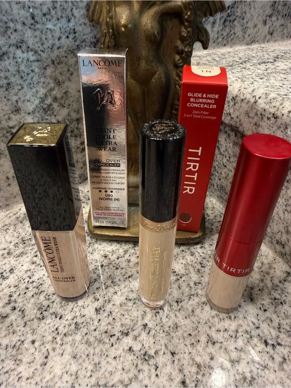 Fair concealer lot! Lancôme Tient Idole Ultra, TooFaced Born this Way and Tirtir